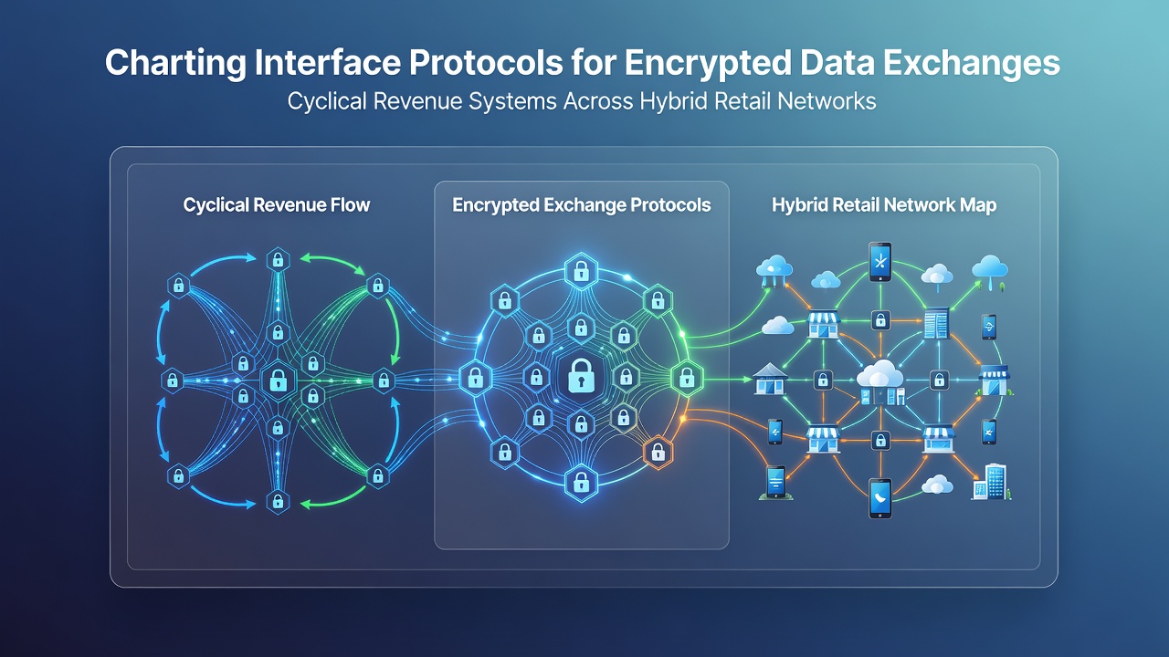 Diagram showing encrypted data flows between retail POS terminals, mobile apps, and cloud-based recurring billing platforms